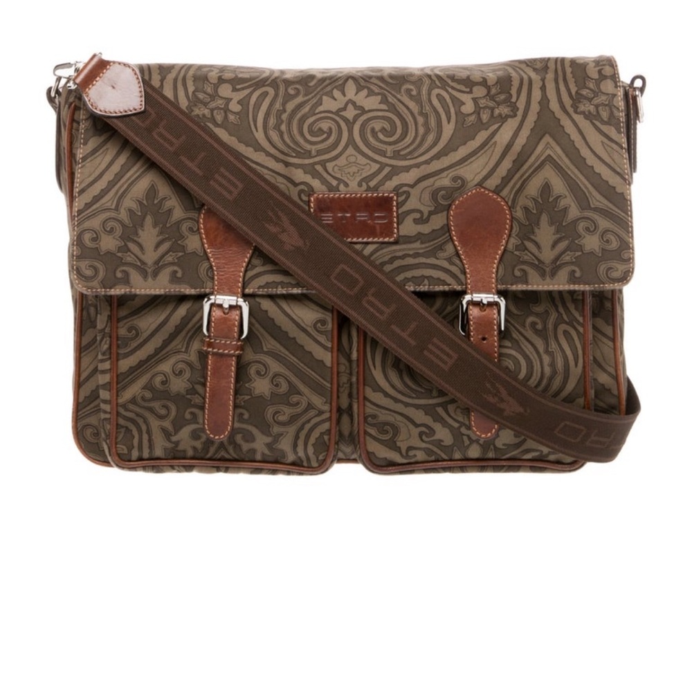 Etro Brown Messenger Bag in Paisley Patterned